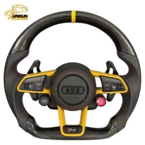 carbon fiber Audi steering wheel yellow trim