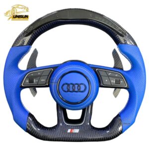 Audi steering wheel with blue carbon fiber