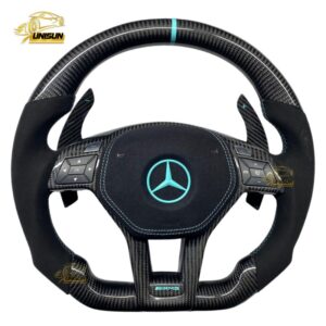 Tiffany suede Benz Steering Wheel with carbon fiber paddle
