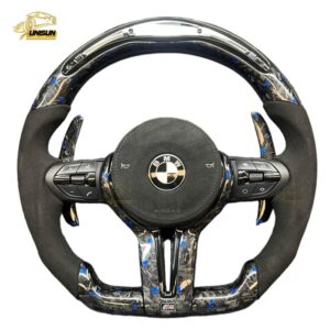 forged Carbon fiber LED BMW Steering wheel with blue flakes