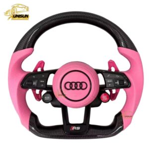 pink leather carbon fiber Audi steering wheel