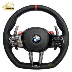 BMW perforated leather Steering wheel Carbon fiber paddle for G22