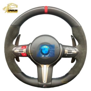 suede leather Steering wheel for BMW M235i, 320i red M button