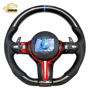 carbon fiber Steering wheel for BMW M235i, 640i in red M button