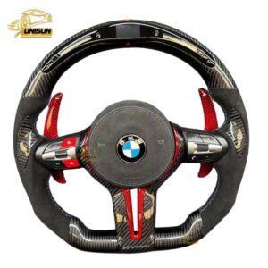 red carbon fiber LED Steering wheel for BMW M235i, 640i