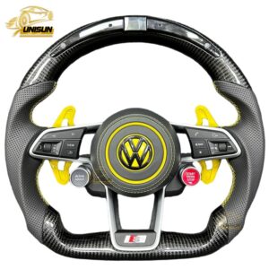 LED carbon fiber Volkswagen steering wheel yellow shift