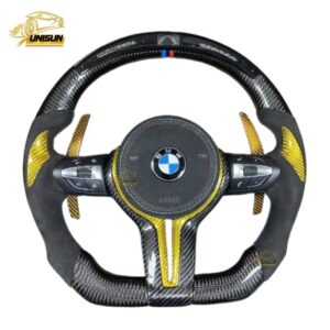 yellow carbon fiber LED Steering wheel for BMW M235i, 330i