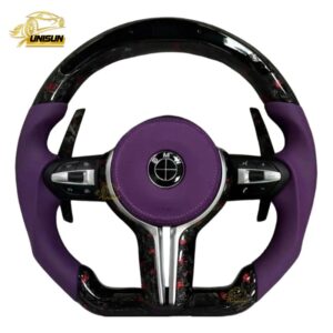 purple Steering wheel forged Carbon fiber with red flakes