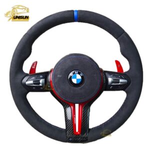 BMW F20,F30 full suede Steering wheel red paddle&trim