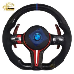 BMW alcantara carbon fiber Steering wheel with red paddle
