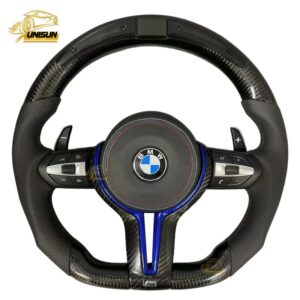 carbon fiber LED Steering wheel blue carbon fiber trim