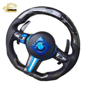 carbon fiber LED Steering wheel blue M button blue trim