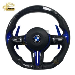blue carbon fiber LED Steering wheel for M235i, 640i